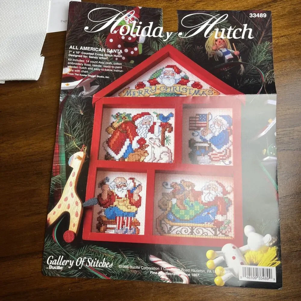 Bucilla Holiday Hutch All American Santa 1995 Kit 33489 Gallery Of Stitch Xmas
